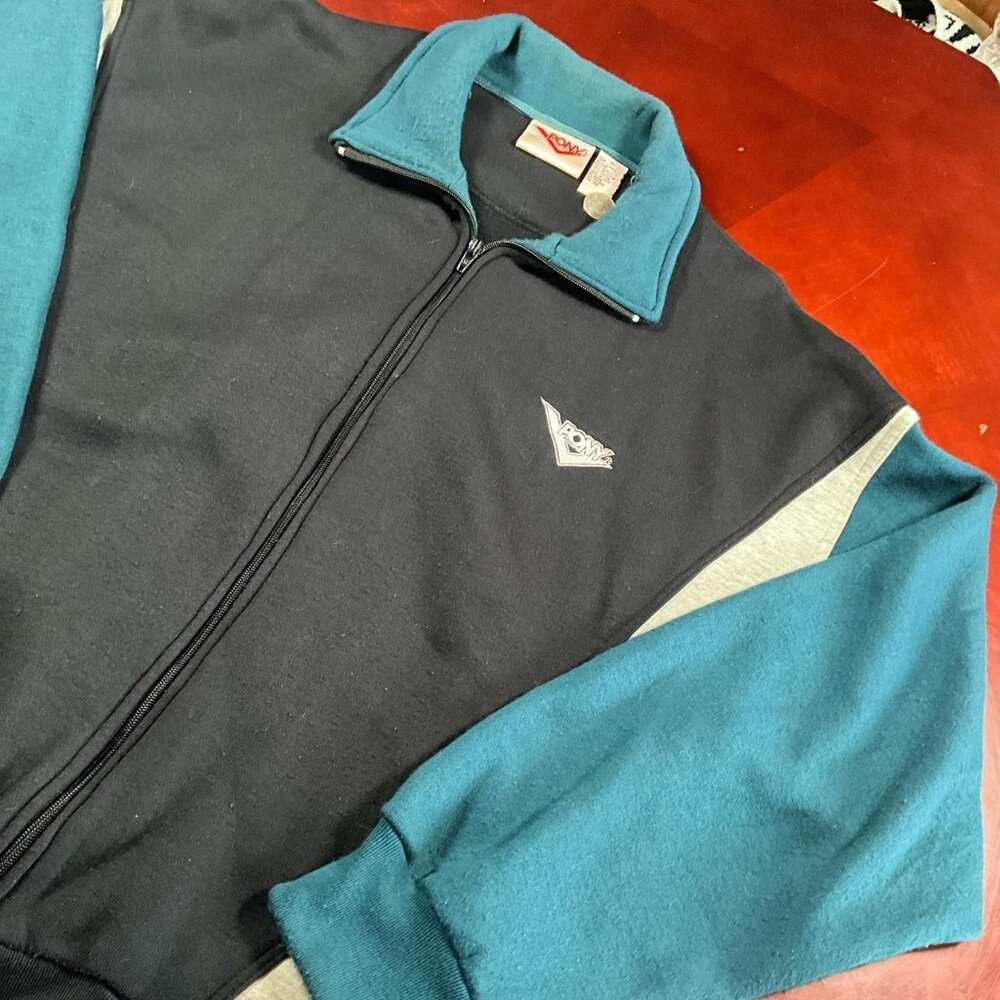 VTG Mens 90s PONY Brand Athleisure Colorblock WARM & COZY Track Jacket (XLarge)